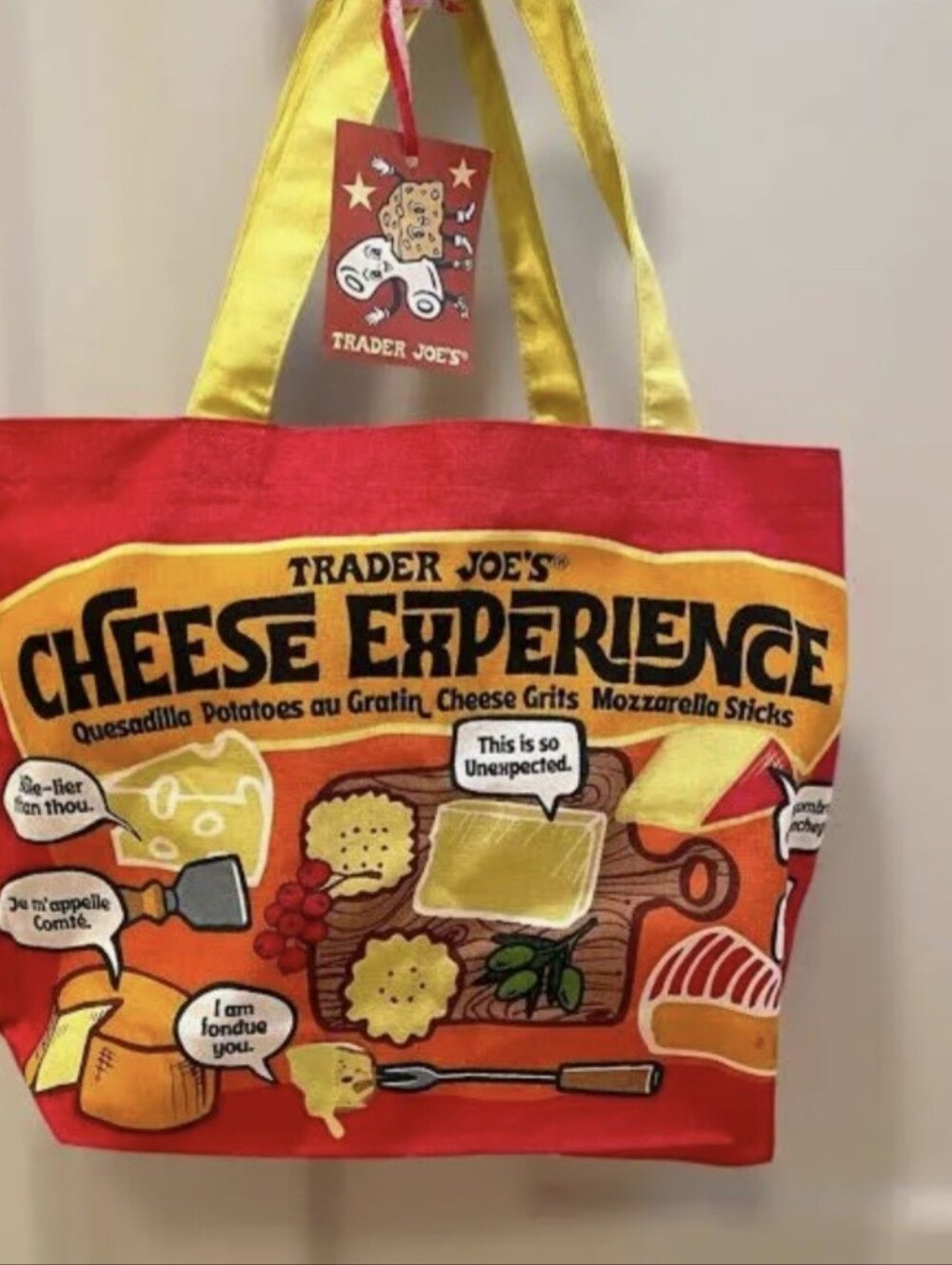 NWT Trader Joe's Canvas Tote 'Cheese Adventures' - Picture 7 of 10